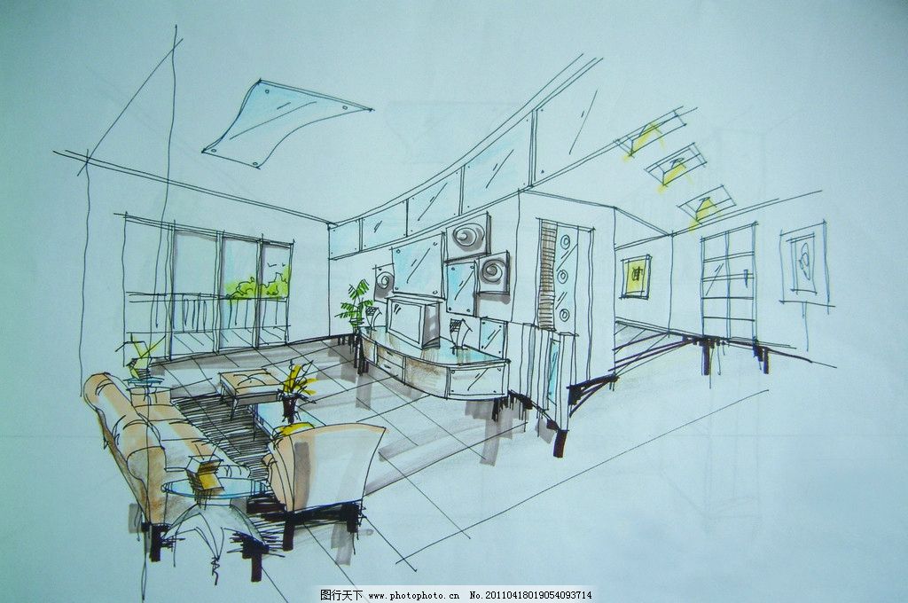 室内装饰手绘设计图 艺术与功能的完美融合